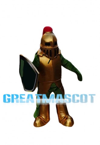 Golden & Green Knight Mascot Costume 