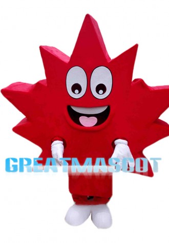 Cheerful Cartoon Red Maple Leaf Mascot Costume 