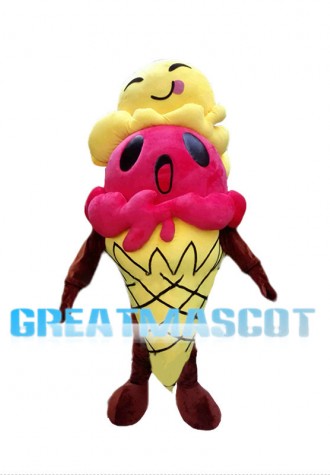 Deluxe Double Scoop Ice Cream Cone Cartoon Mascot Costume 