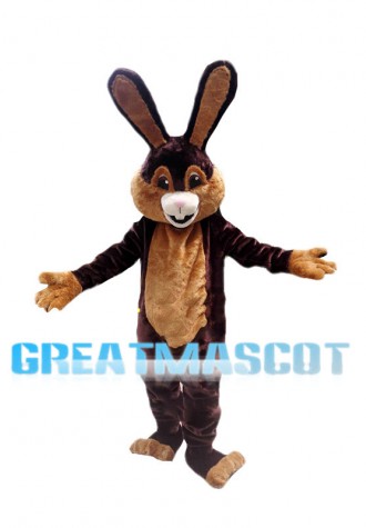 Cheerful Brown Bunny Mascot Costume 