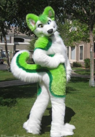 Green Husky Dog Mascot Costume
