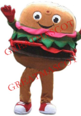 Happy Adult Hamburger Mascot Costume
