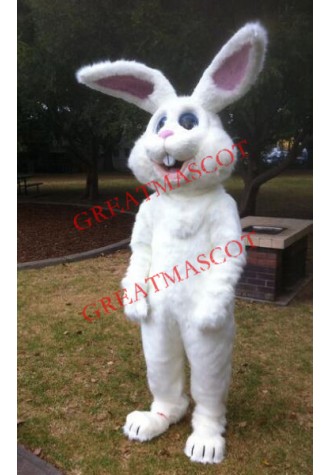 All White Bunny Mascot Costume
