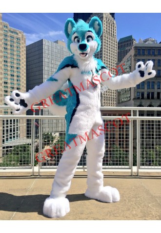 Blue & White Husky Dog Mascot Costume