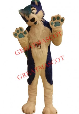 Bule & White Husky Dog Mascot Costume