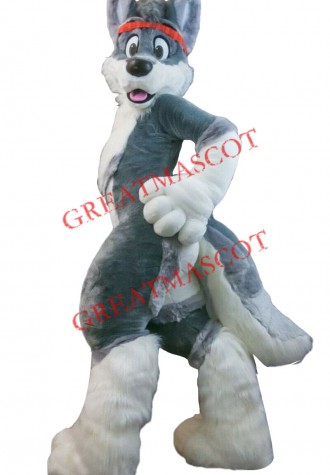 Gray Husky Dog Mascot Costume Free Shipping