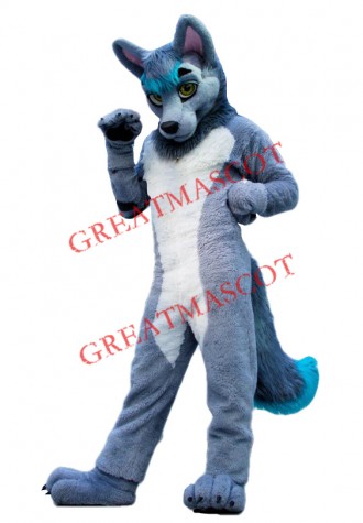 Grey & White Wolf Mascot Costume Free Shipping
