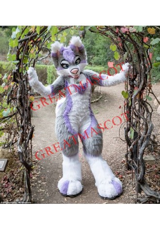Beautiful Purple & Grey Husky Dog Mascot Costume