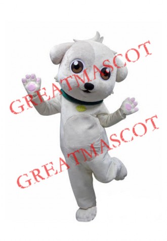 White & Grey Dog Mascot Costume
