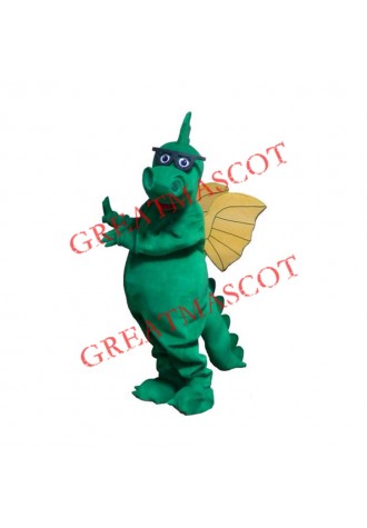 Glasses Green Dragon Mascot Costume
