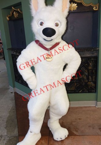 White German Shepherd Dog Bolt Mascot Costume