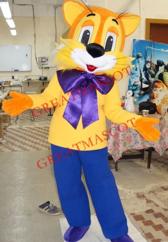 Happy Yellow Cat Mascot Costume