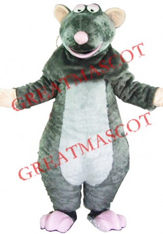 Grey Plush Mouse Mascot Costume