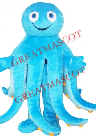 Cute Blue Octopus Mascot Costume