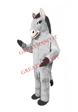 Friendly Grey Donkey Mascot Costume