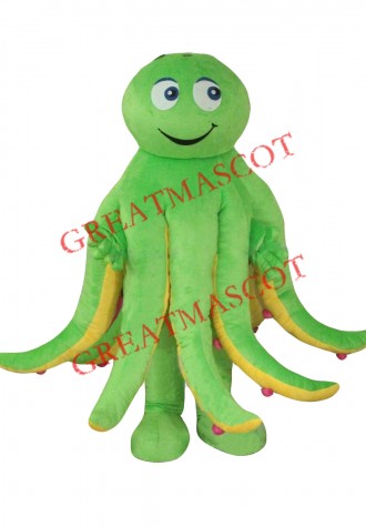 Superb Green Octopus Mascot Costume