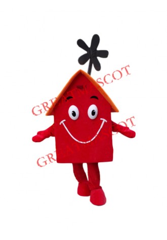 Superb Red House Mascot Costume
