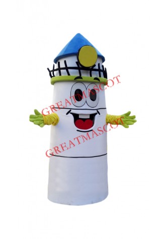 Superb White Lighthouse Mascot Costume