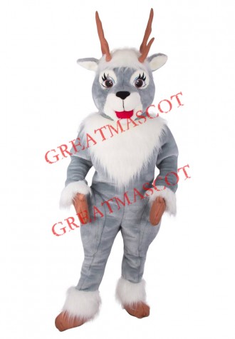 Happy Grey Deer Mascot Costume