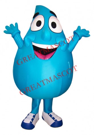Superb Blue Water Drop Mascot Costume