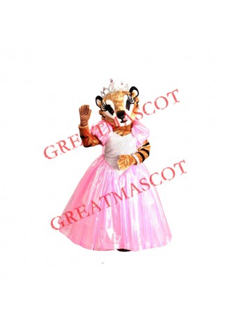 Beautiful Tiger In A Dress Mascot Costume