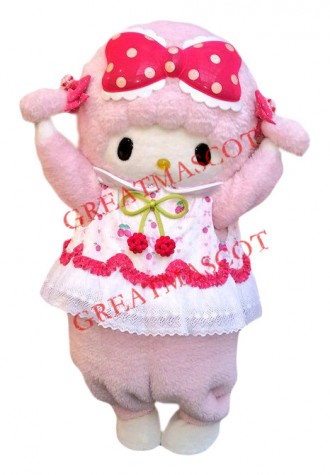Superb Lovely Pink Sheep Mascot Costume