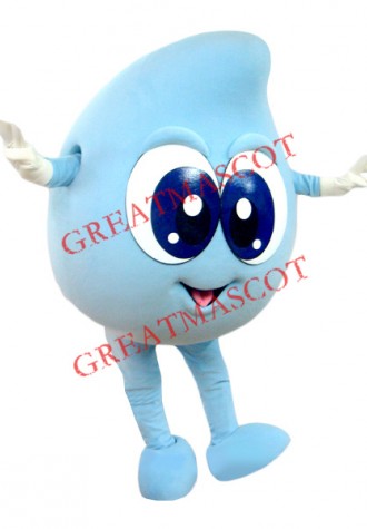 Happy Lightweight Blue Water Drop Mascot Costume