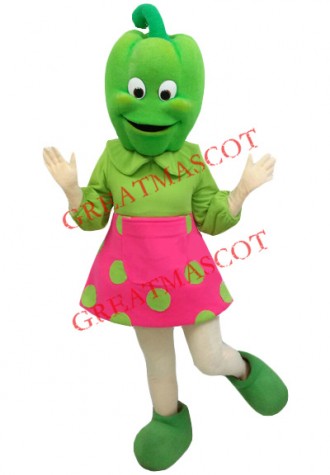 Green Pepper Girl Mascot Costume