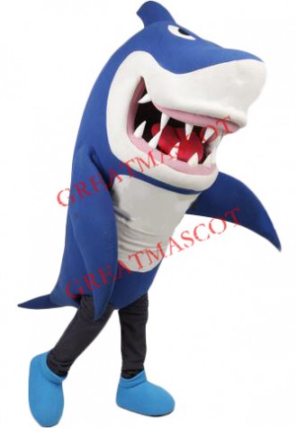 Superb Blue & White Shark Mascot Costume