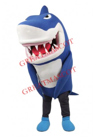 Superb Blue & White Shark Mascot Costume