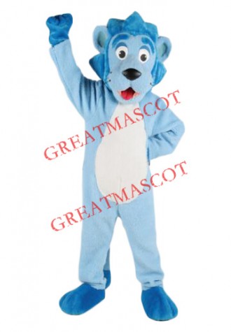 Lovable Blue Lion Mascot Costume