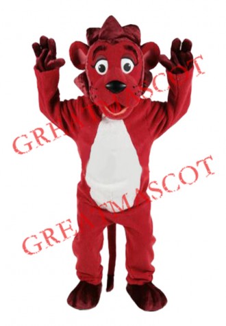 Lovable Red Lion Mascot Costume