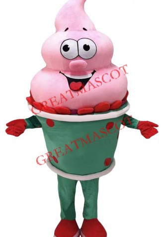 Pink Ice Cream Girl Mascot Costume