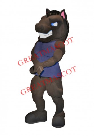 Power Muscular Black Horse Mascot Costume