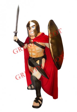 Power Muscular Spartan Mascot Costume