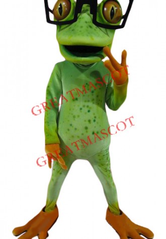 Superb Glasses Frog Mascot Costume