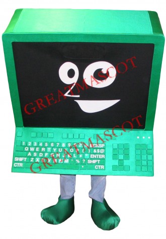 Green Computer Mascot Costume