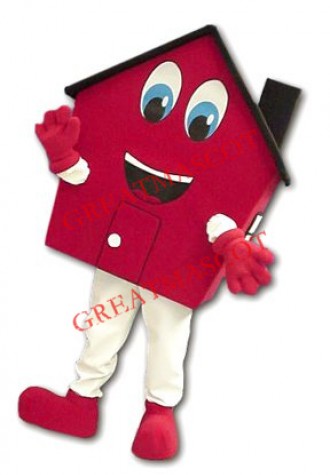 Friendly Red House Mascot Costume