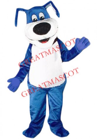 Friendly Blue Dog Mascot Costume
