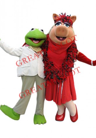 Kermit Frog and Miss Piggy Mascot Costume
