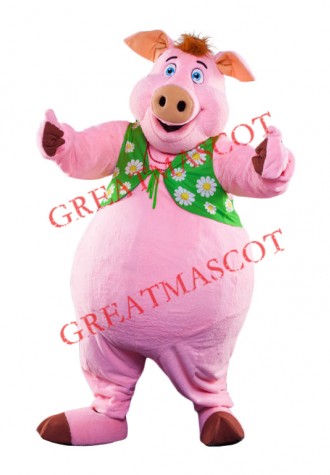 Superb Pink Pig Boy Mascot Costume