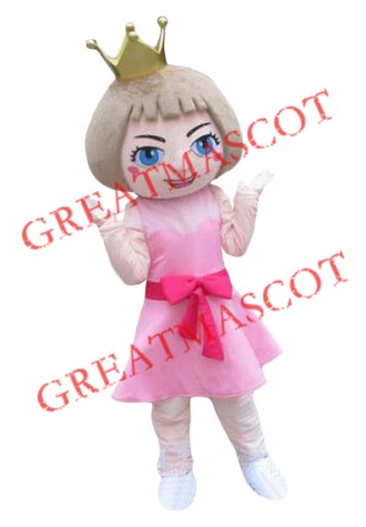 Cute Pink Dress Doll Girl Mascot Costume