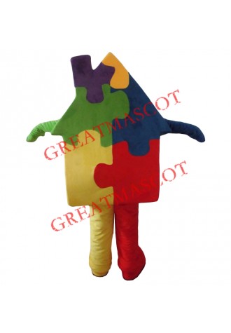 Building Block House Mascot Costume