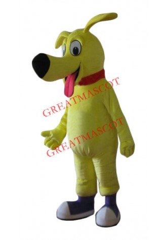 Happy Lightweight Yellow Dog Mascot Costume