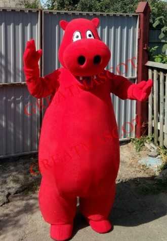 Lovely Red Hippo Mascot Costume