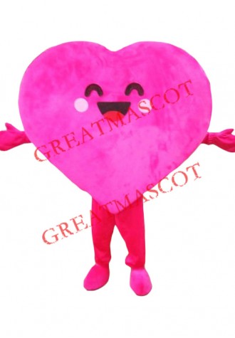 Happy Lightweight Pink Heart Mascot Costume
