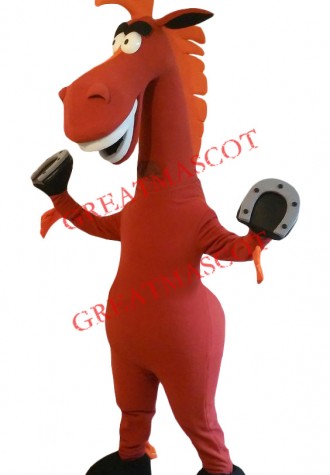 Lovely Red Horse Mascot Costume