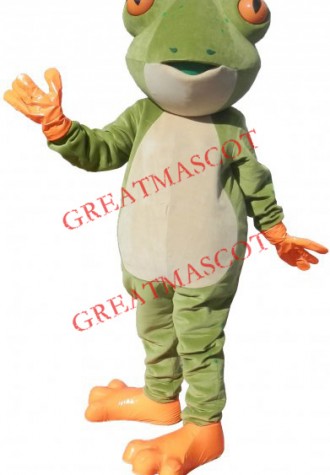 Friendly Realistic Green Frog Mascot Costume