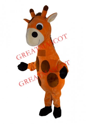 Friendly Realistic Giraffe Mascot Costume
