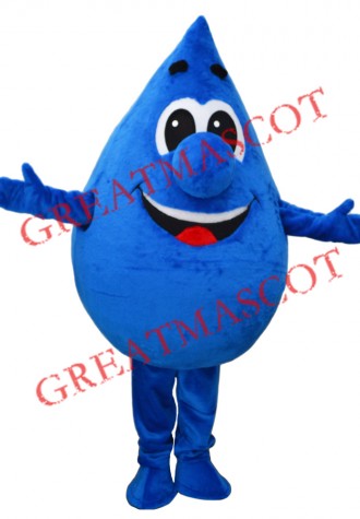 Friendly Blue Water Drop Mascot Costume